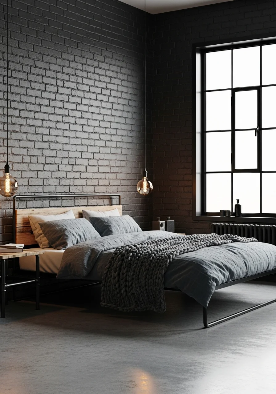 Industrial Dark Bedroom Design