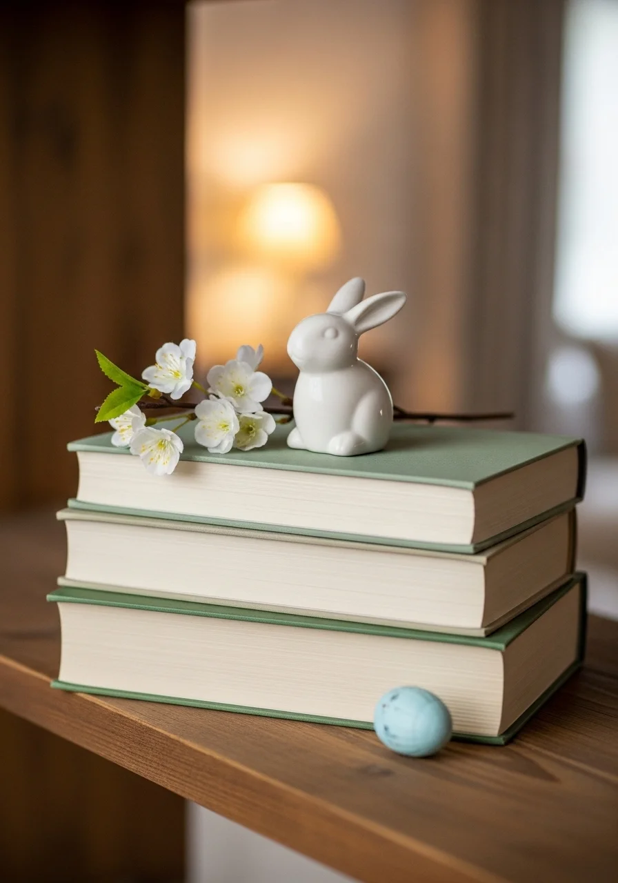 Bunny Book Stack Vignette