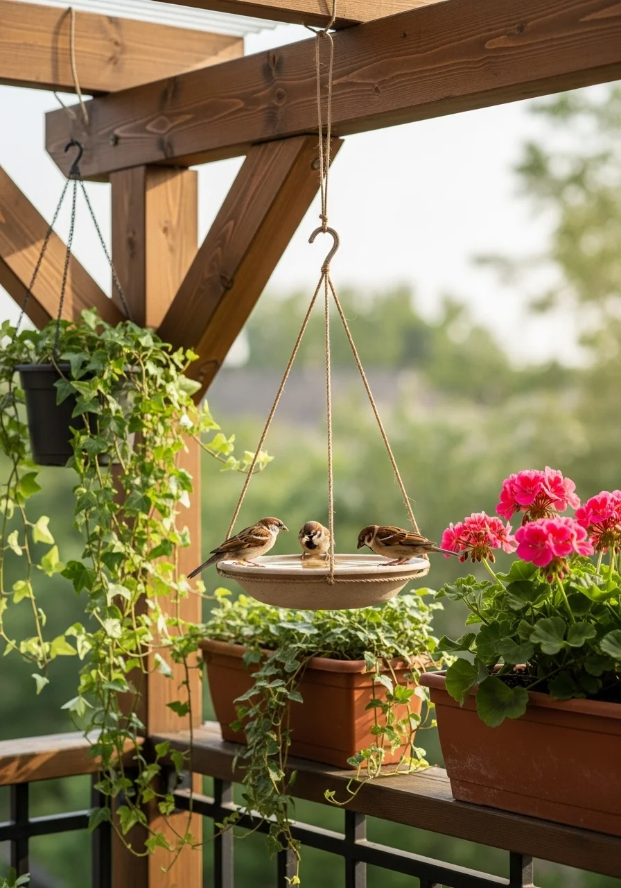 Hanging Bird Bath for Small Spaces