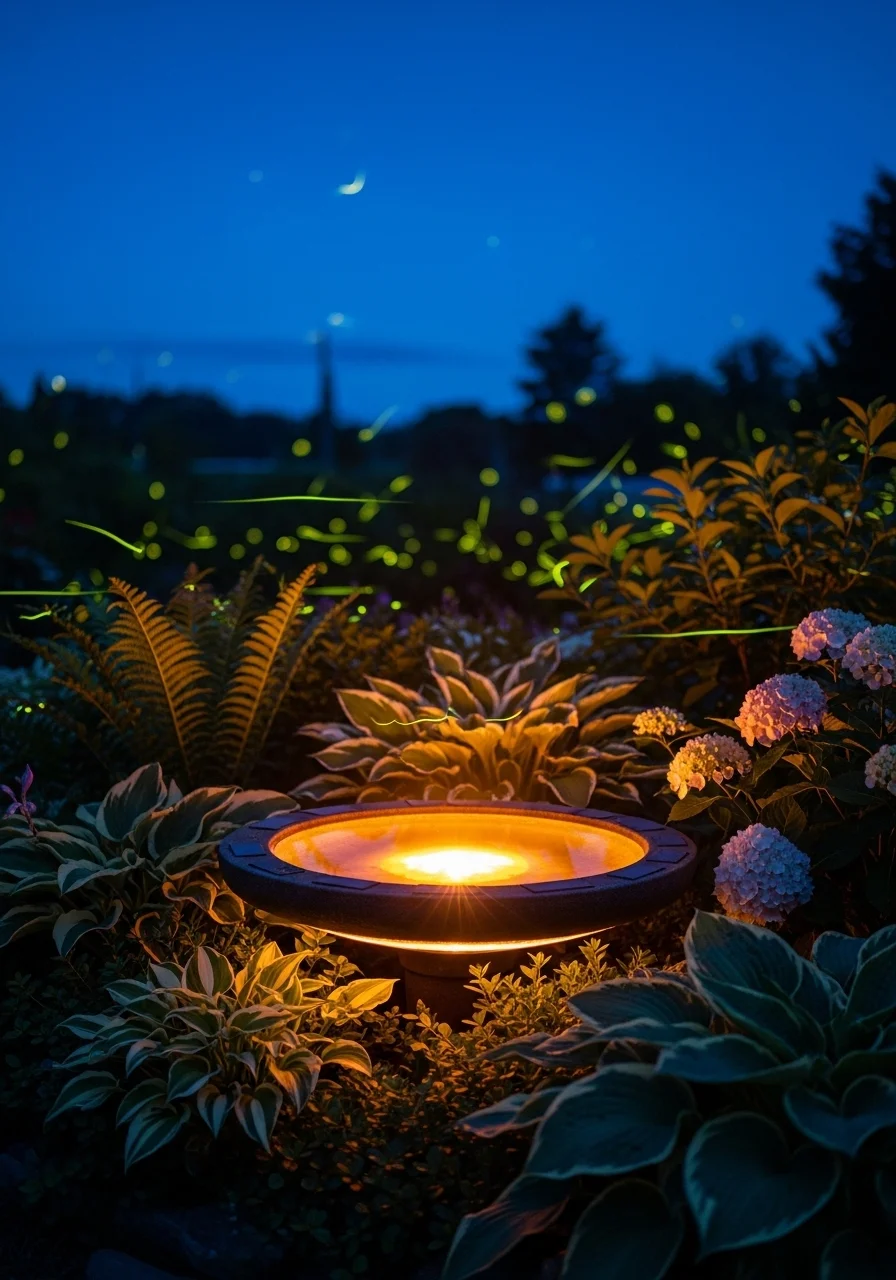 Illuminated or LED Bird Bath