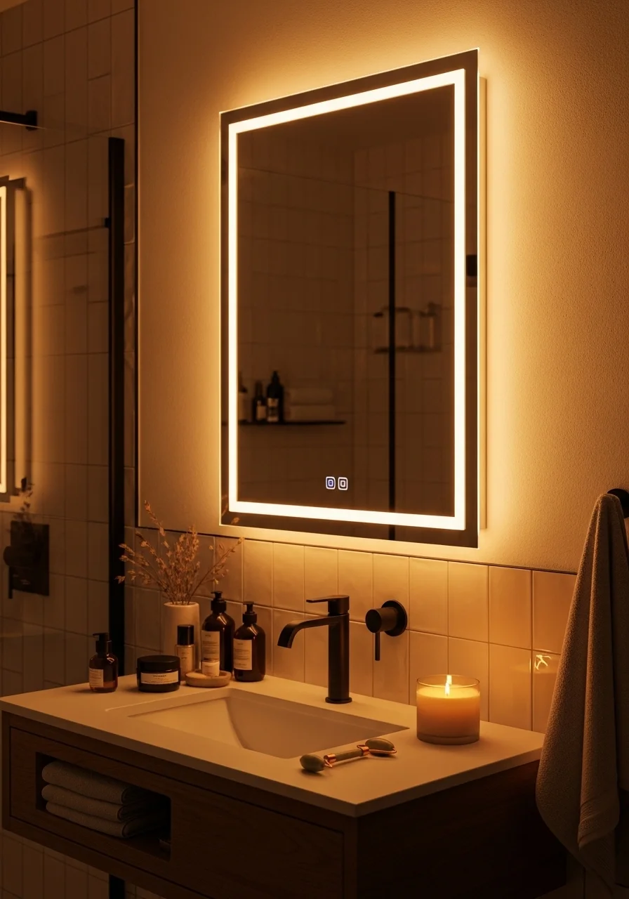 LED Mirror with Touch Dimmer Control