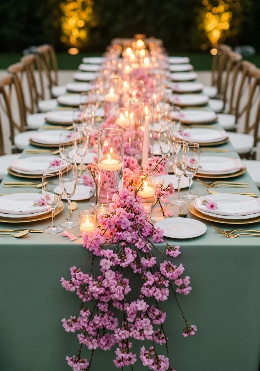 Cherry Blossom Table Runners and Linen