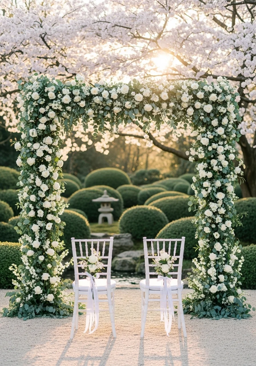 Cherry Blossom Wedding Arch and Ceremony Backdrop