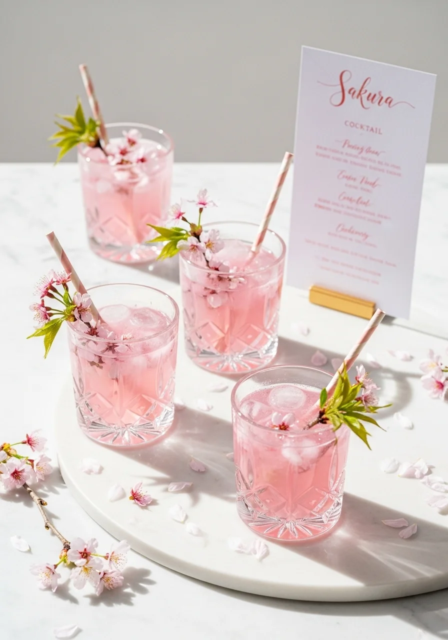 Cherry Blossom Wedding Food and Drinks Menu