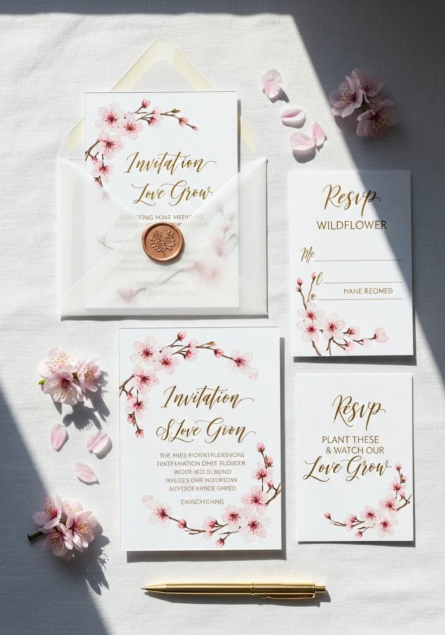 Cherry Blossom Wedding Invitations and Stationery