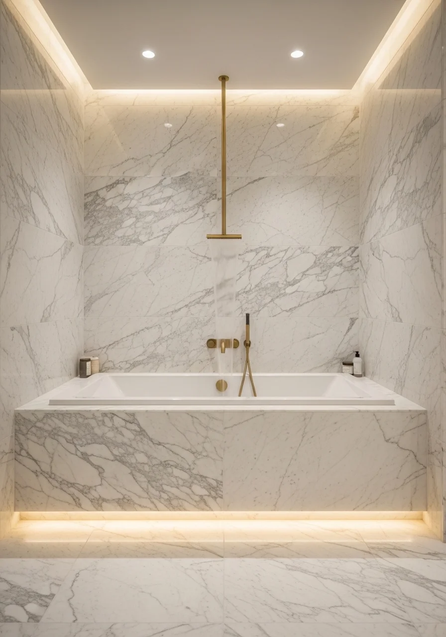 Freestanding Tub with Marble Surround
