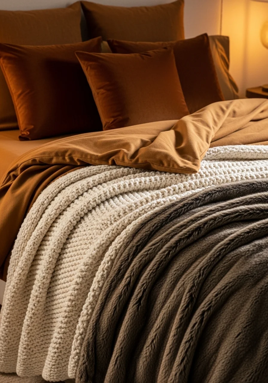 Layer Cozy Textures with Bedding and Throws