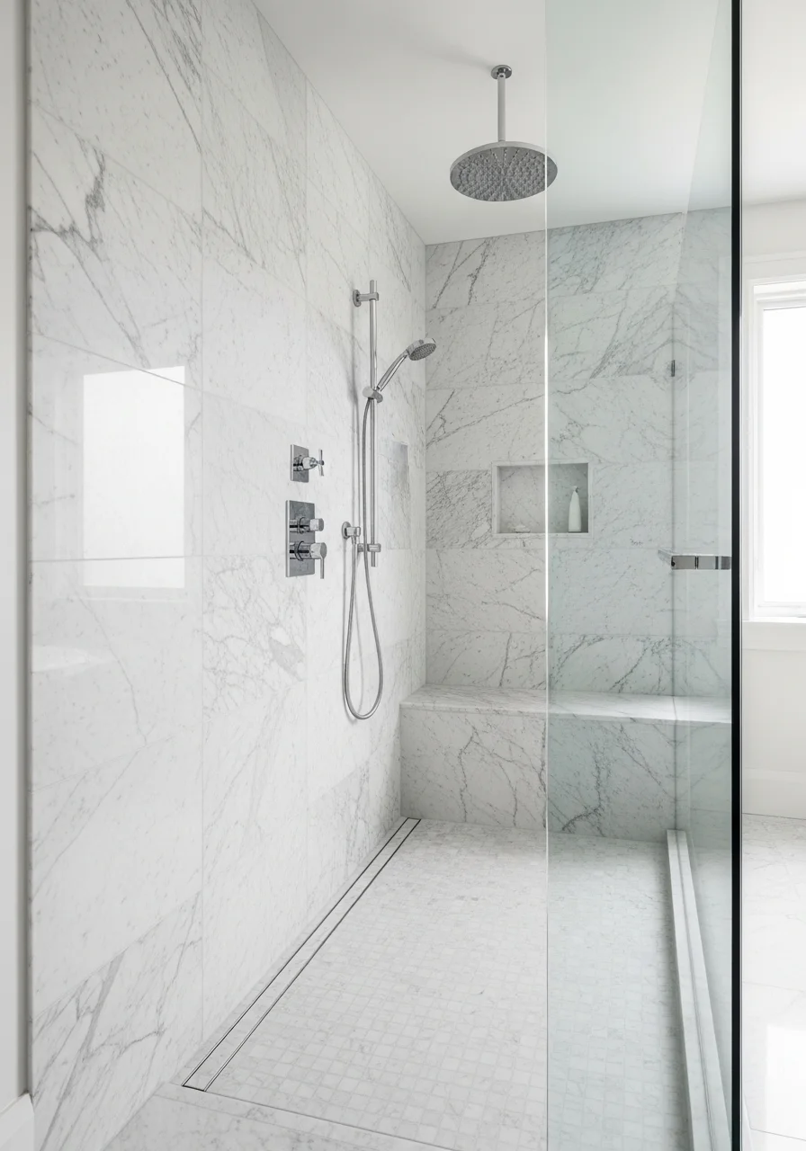 Marble Walk-In Shower Transformation