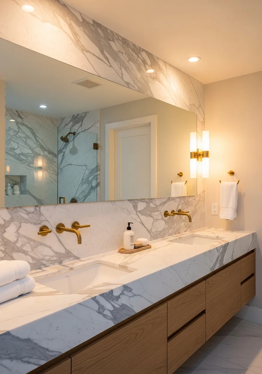 Marble and Stone Bathroom Backsplash