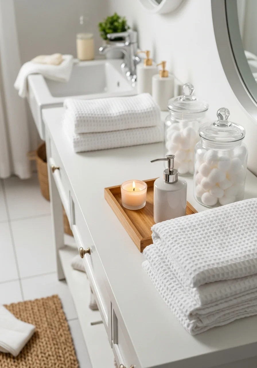 Style Your White Bathroom Like a Designer With Just Textiles