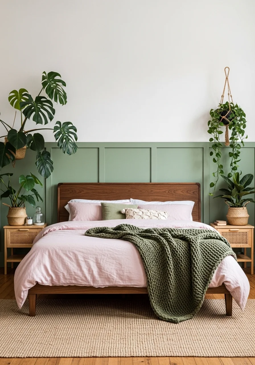 The Dusty Pink and Green Bedroom