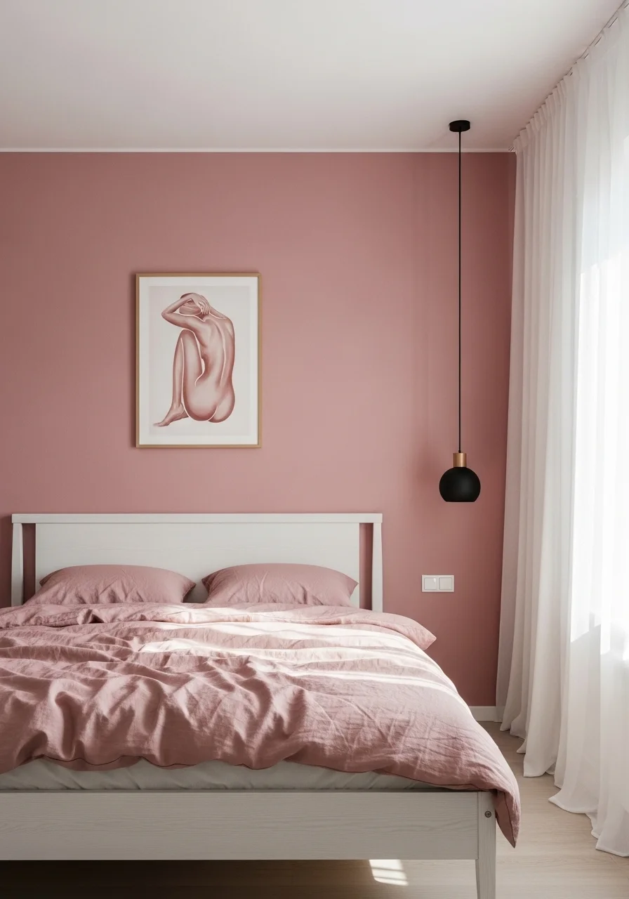 The Minimalist Dusty Pink Bedroom