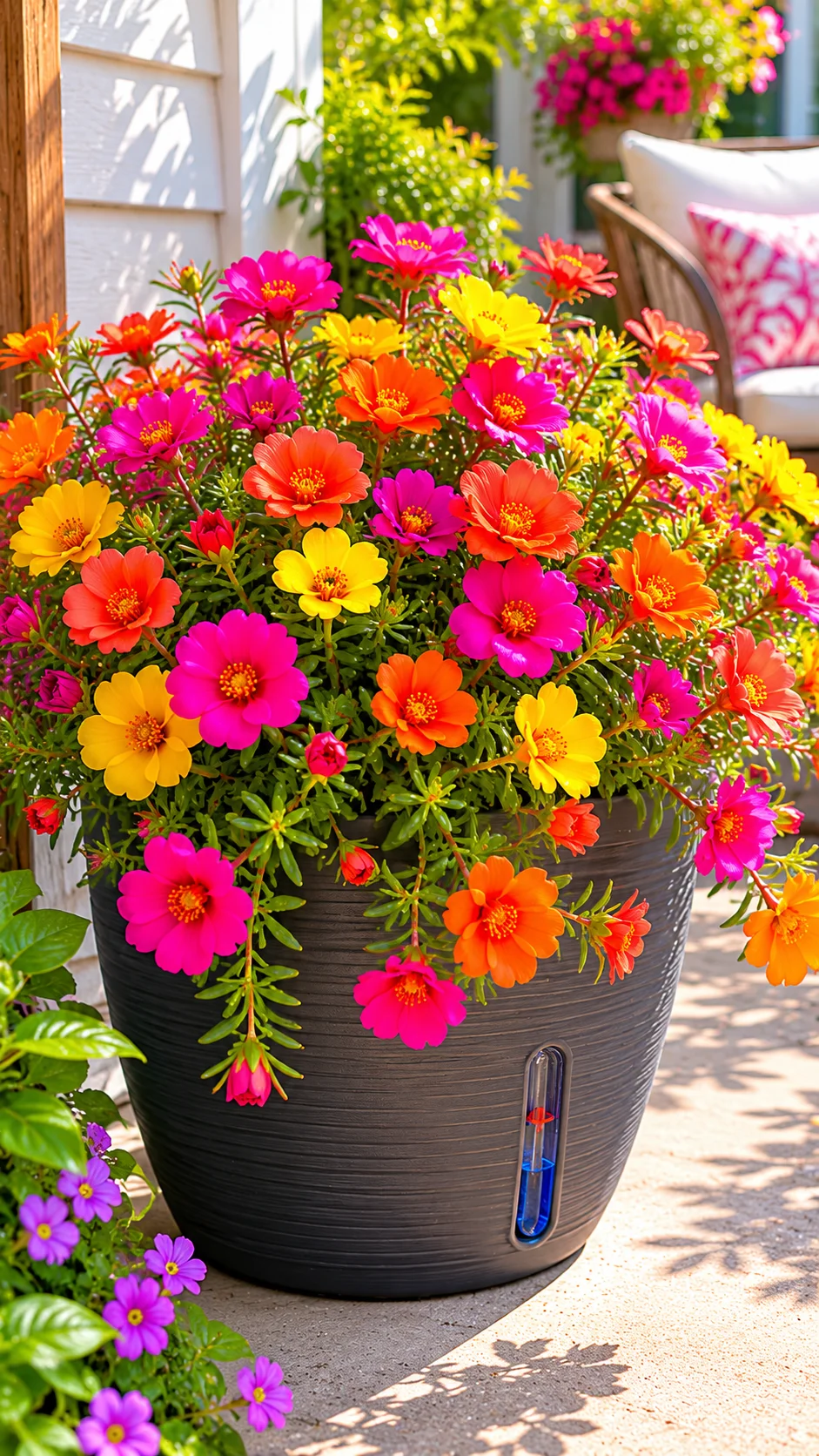 A Self-Watering Planter with Portulaca