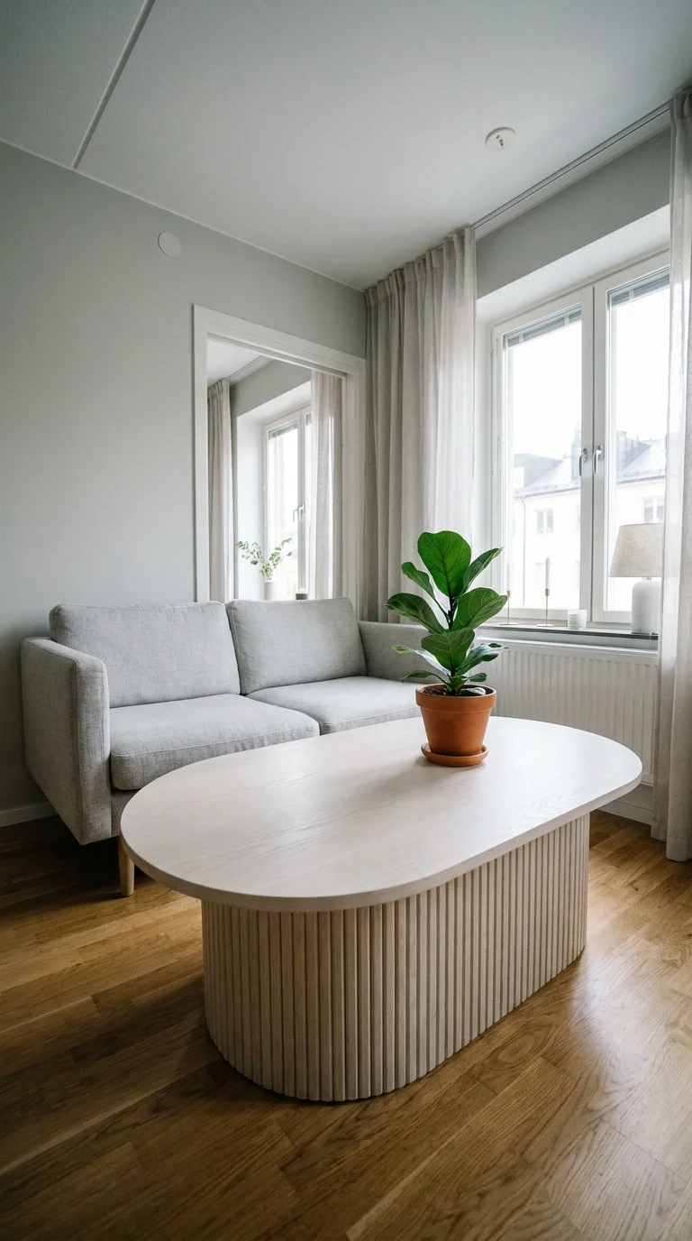 Article Cana Fluted Oak Oval Coffee Table