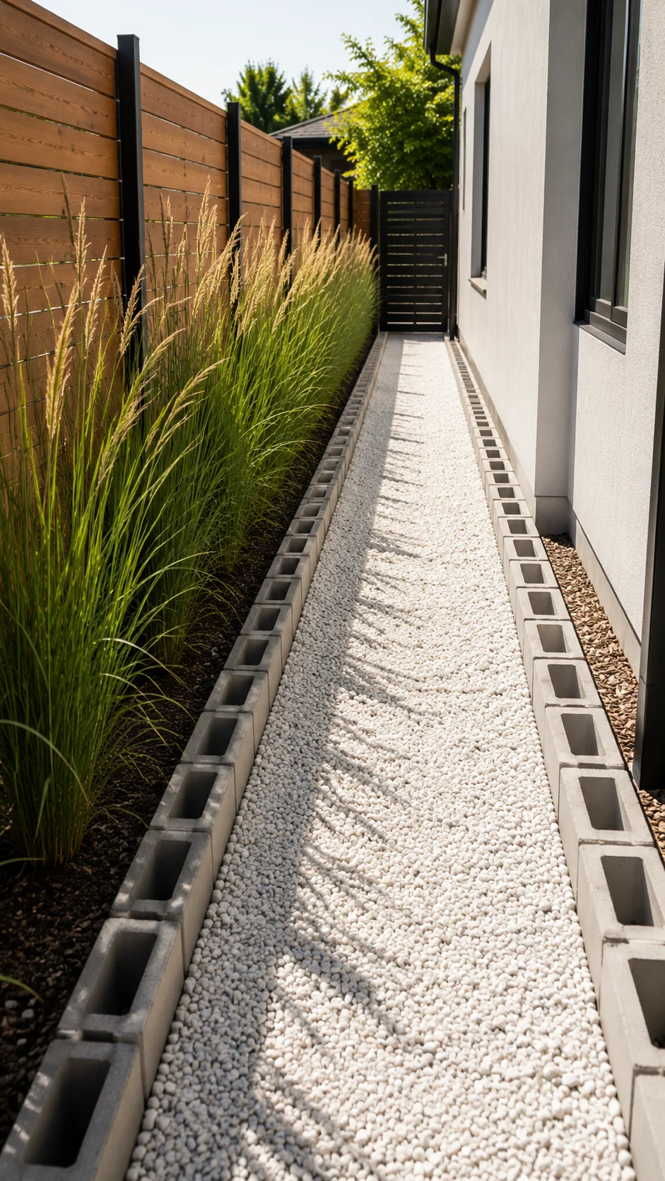 Cinder Block or Concrete Sleeper Edged Gravel