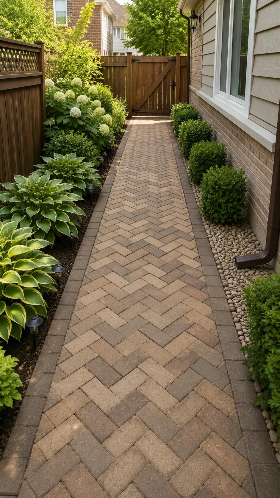 Concrete Block Pavers in Herringbone Pattern