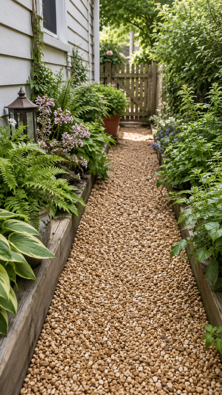 Pea Gravel with Timber Edging