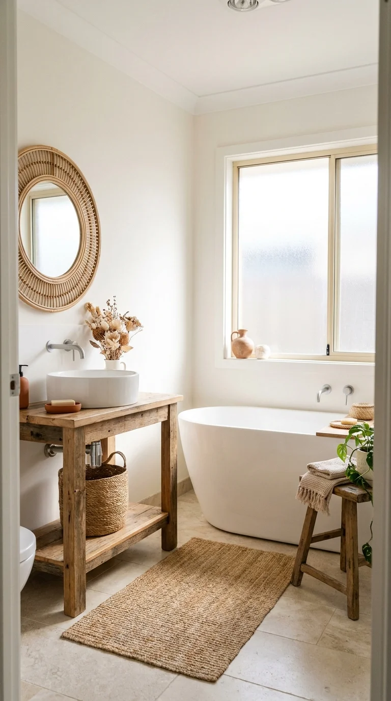 The Earthy Minimalist Boho Bathroom