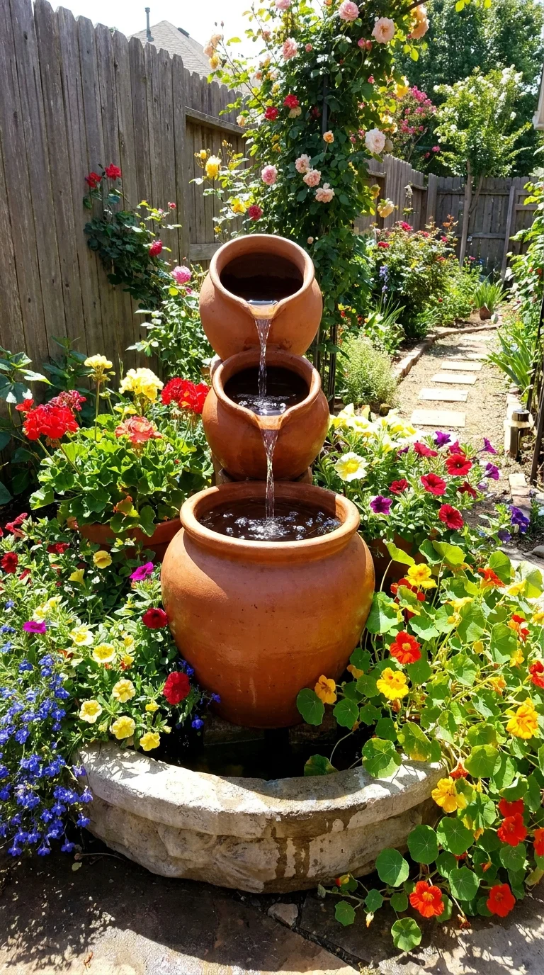 The Tiered Terracotta Pot Waterfall