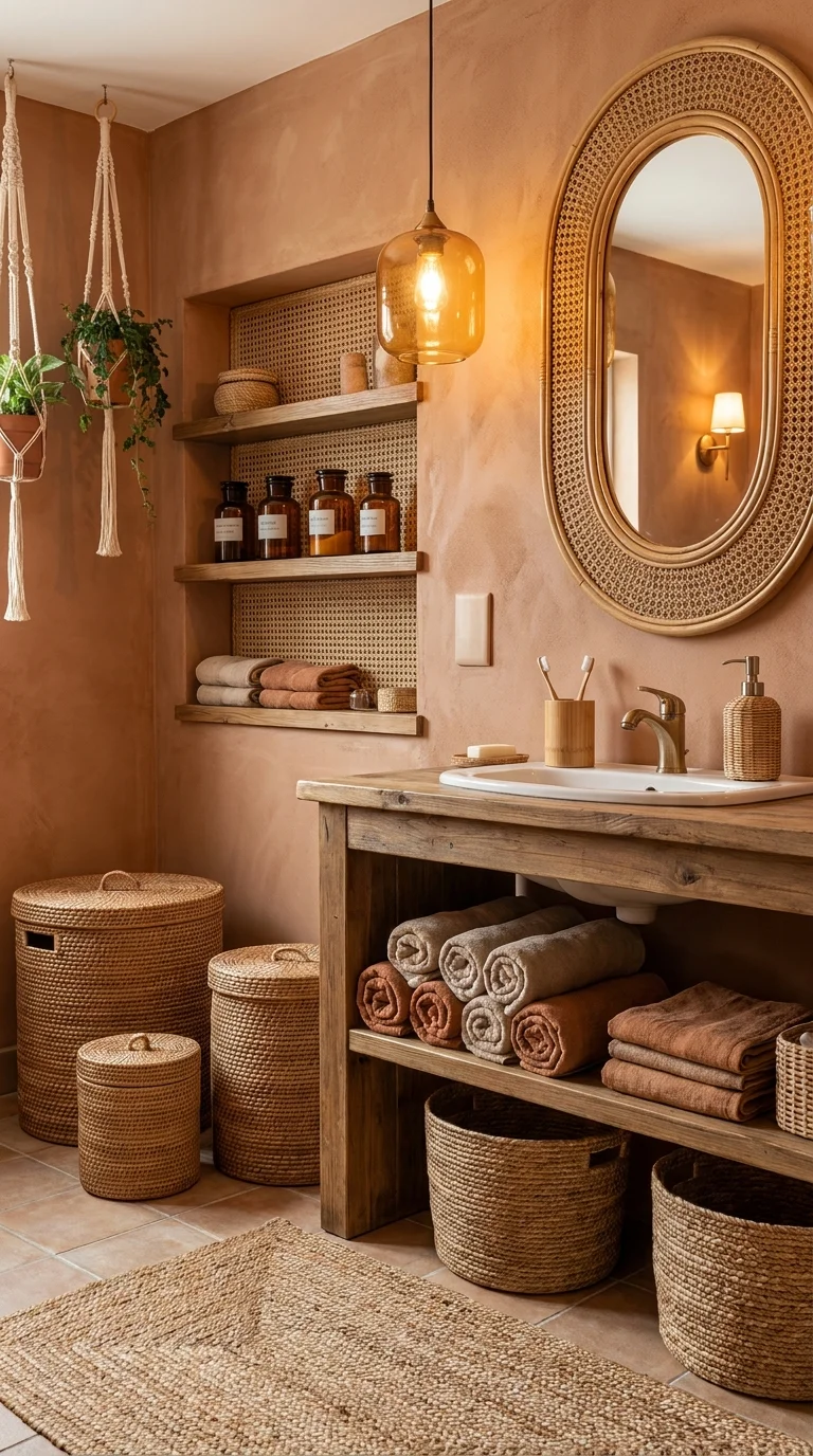 The Vintage Rattan Boho Bathroom