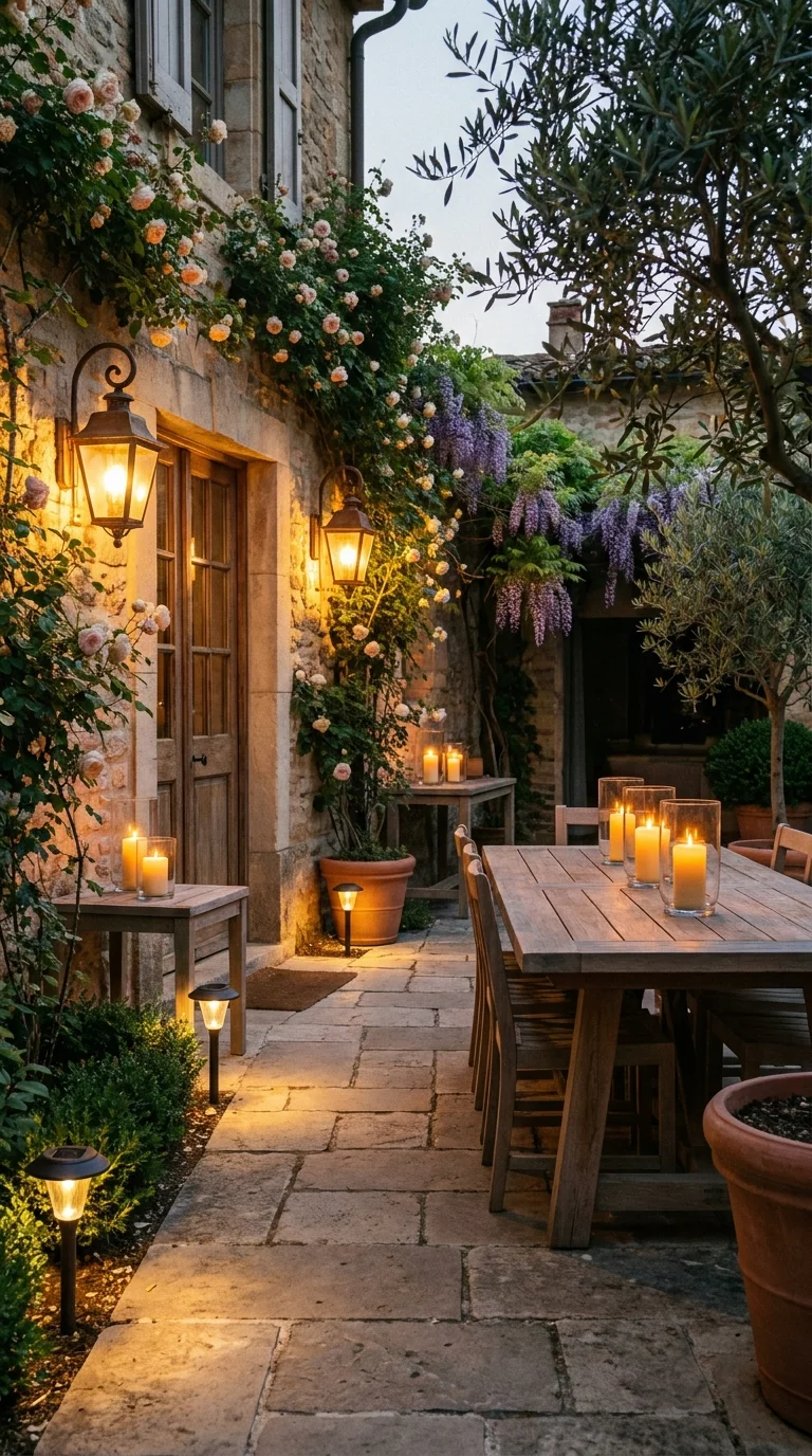 Use Warm, Layered Outdoor Lighting