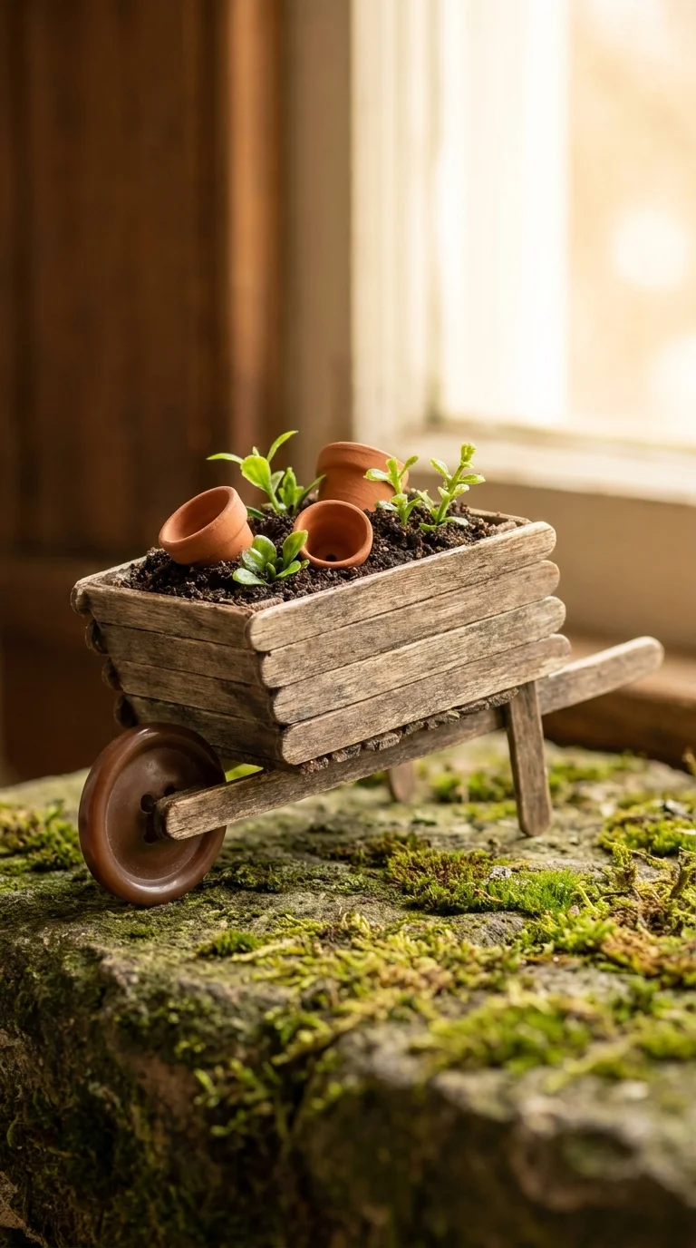 Miniature Rustic Wheelbarrow