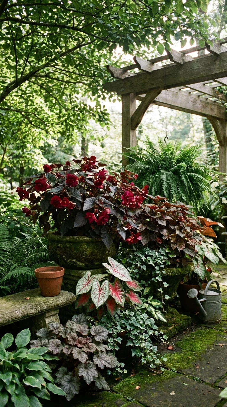 Burgundy Begonias for Shady Spaces