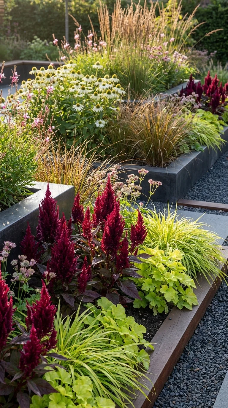 Burgundy Celosia for Texture and Height
