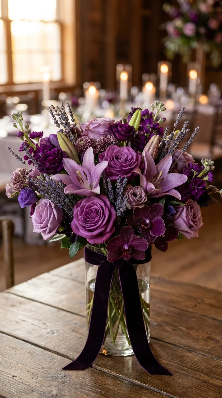 Mixed Purple Flower Bouquet with Roses and Lilies