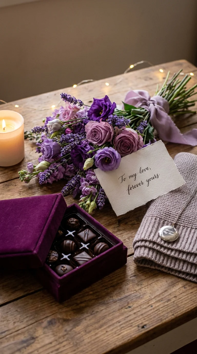Purple Flower Bouquet with Personalized Extras