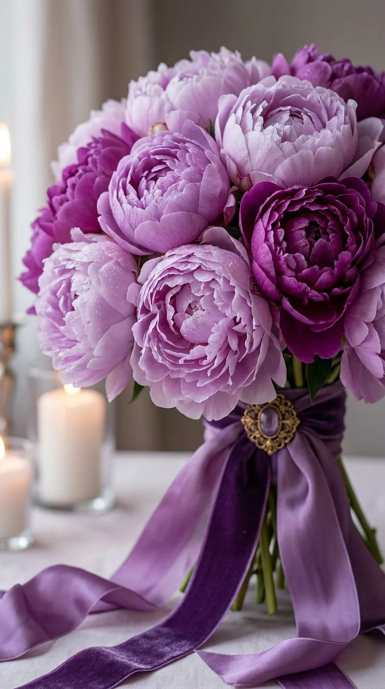 Purple Peony Bouquet for a Romantic Luxury Gift