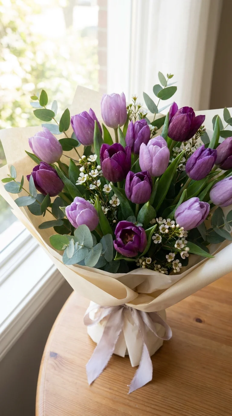 Purple Tulip Bouquet for a Sweet Romantic Surprise