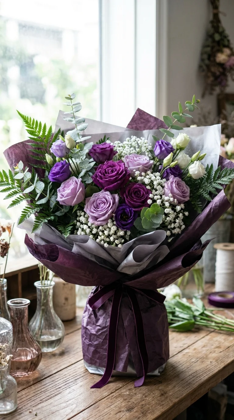 Romantic Purple Rose Bouquet