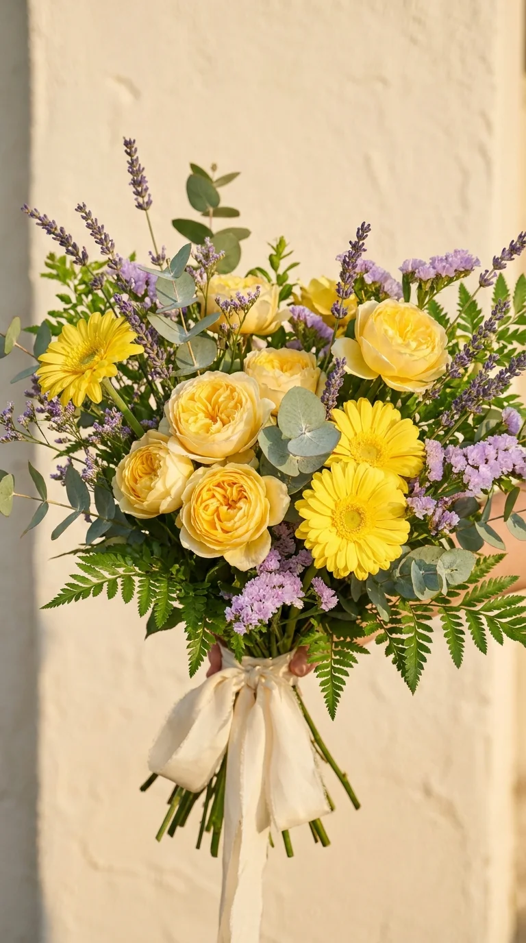 Yellow and Lavender Flower Bouquet