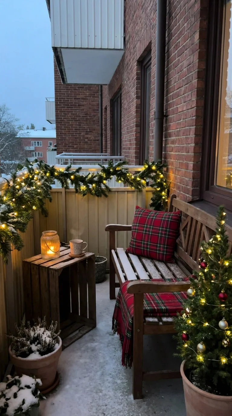 Style a Christmas Balcony With Plaid